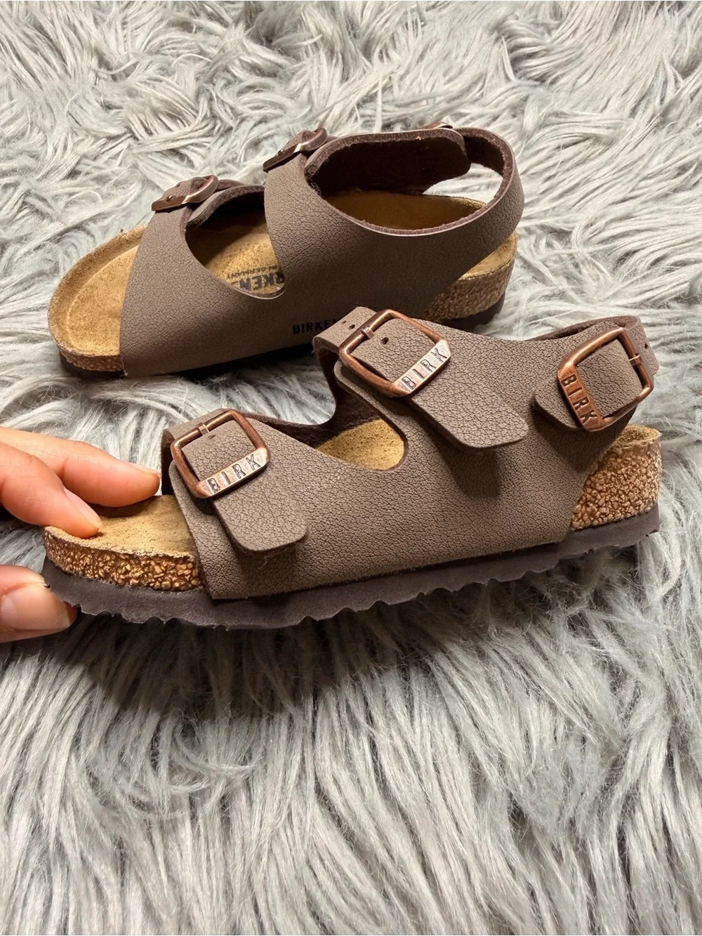 Birkenstock Kids Brown Double-Strap Buckle Sandals